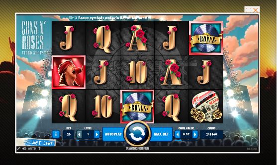 guns n' roses slot in-game view